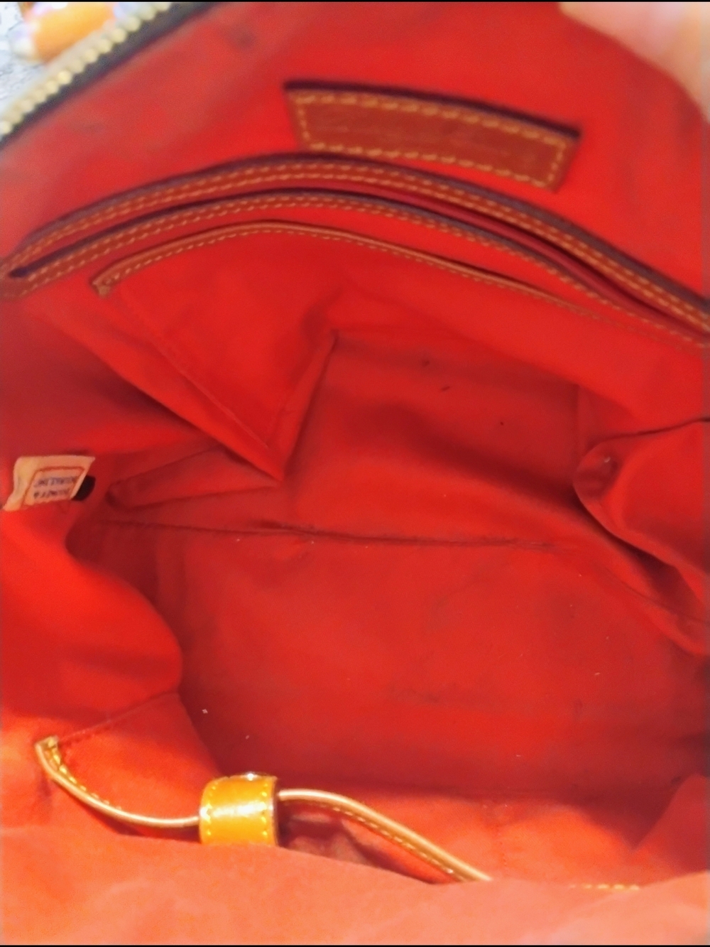 Dooney & Bourke Signature DB Monogram Satchel Brown Cognac Leather Trim - Picture 14 of 16